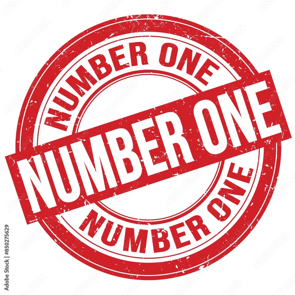 NUMBER ONE text written on red round stamp sign NUMBER ONE text written on red round stamp sign