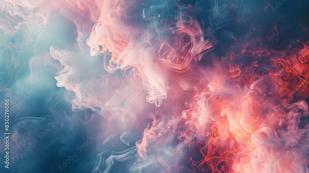 Fototapeta premium Mesmerizing abstract image of vibrant pink and blue smoke clouds creating a dreamy and colorful atmosphere.