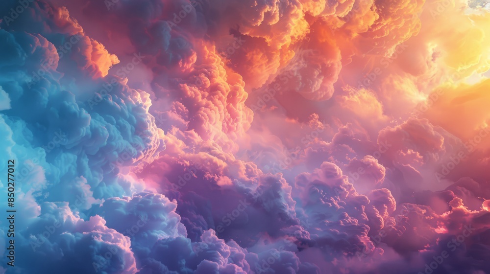 Colorful gradient clouds span varying shades from bright blue to pink and orange, resembling a nebula in the sky Colorful gradient clouds span varying shades from bright blue to pink and orange, resembling a nebula in the sky