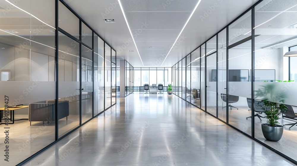 Large open modern office space with glass walls and lots of chairs. The room is very bright with an elegant design Large open modern office space with glass walls and lots of chairs. The room is very bright with an elegant design