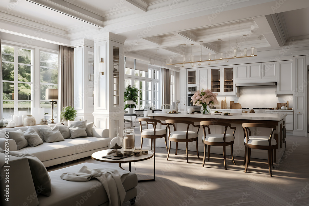 Luxury dining room in a classic style. 3d rendering Luxury dining room in a classic style. 3d rendering