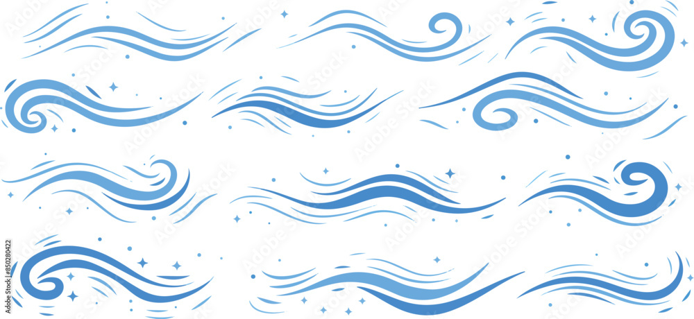 Wind Air Flow Elements Flowing Arrow Air Flow Direction, Doodle wind line sketch set. Hand drawn doodle wind motion, smoke flow art, abstract line Vector illustration Wind Air Flow Elements Flowing Arrow Air Flow Direction, Doodle wind line sketch set. Hand drawn doodle wind motion, smoke flow art, abstract line Vector illustration
