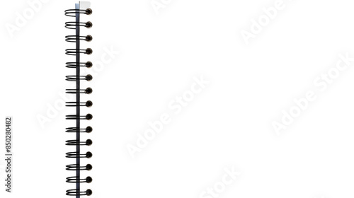 Close Up of a Black Spiral Binding on a White Notebook