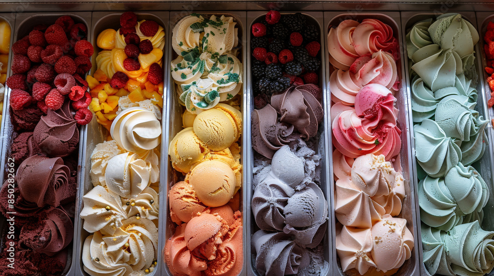 Professional photo of Italian gelato in a professional setting Professional photo of Italian gelato in a professional setting