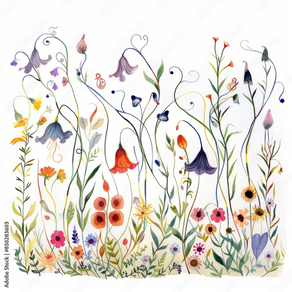 Watercolor painting of a garden at night, with flowers and vines illuminated by their own, on isolated white background, Generative AI Watercolor painting of a garden at night, with flowers and vines illuminated by their own, on isolated white background, Generative AI