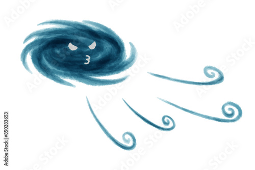 台風の水彩画イラスト