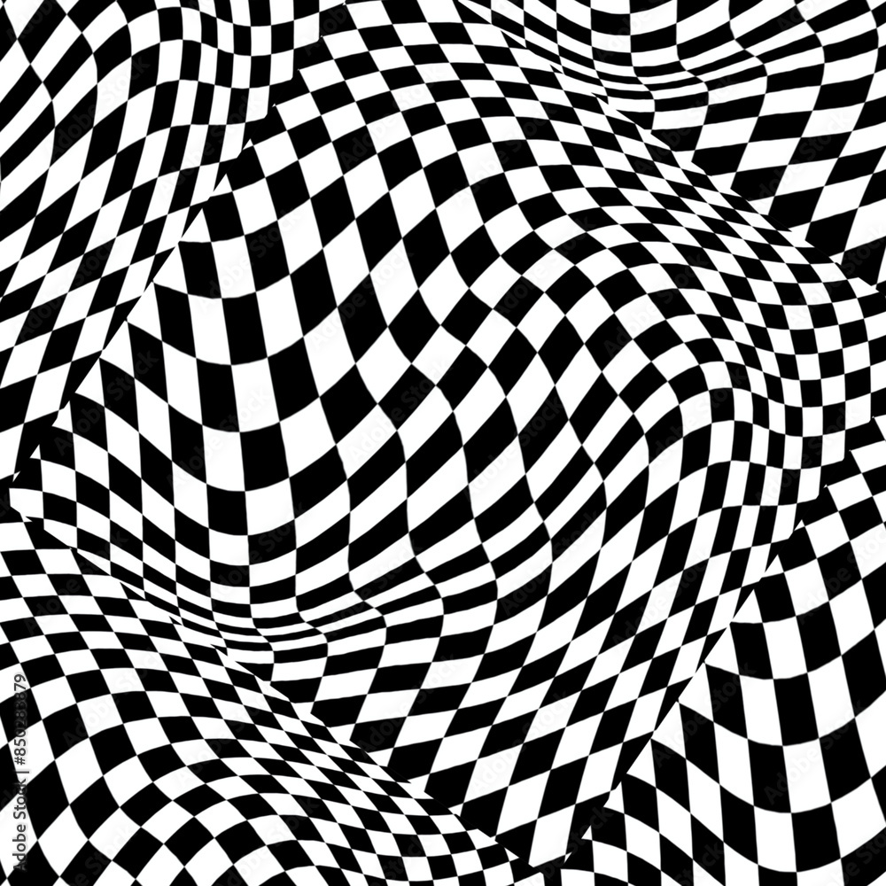 Obraz premium Abstract checkered wave pattern seamless movement background