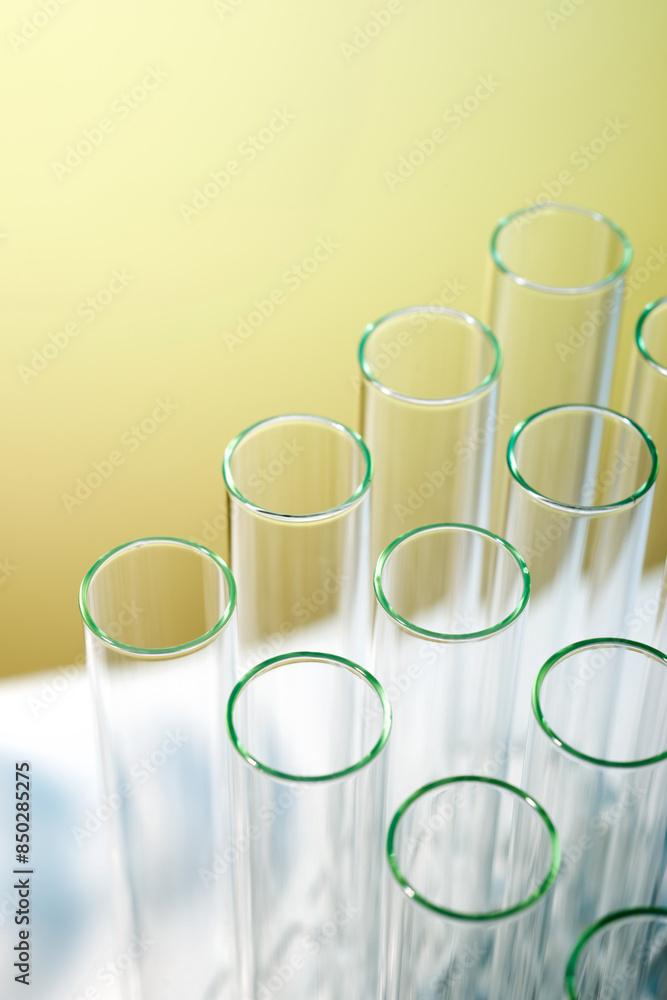 Glass test tubes in a laboratory countertop Glass test tubes in a laboratory countertop