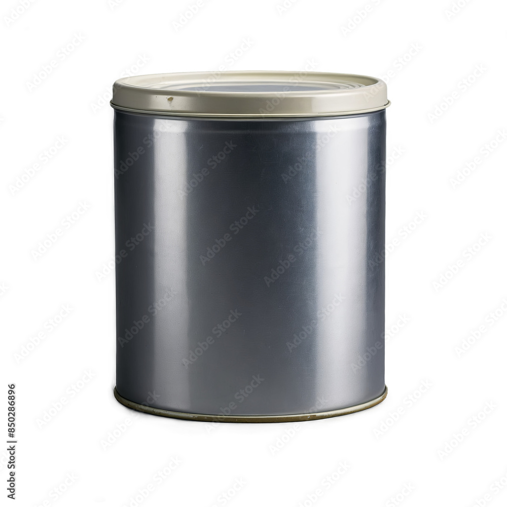 A blank metal tin can with no label on a transparent white background, perfect for png representation A blank metal tin can with no label on a transparent white background, perfect for png representation