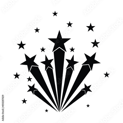 Shooting stars silhouette set. Background with colourful stars. Abstract shooting star. Colourful Shooting Star vector, icon. Vector illustration.