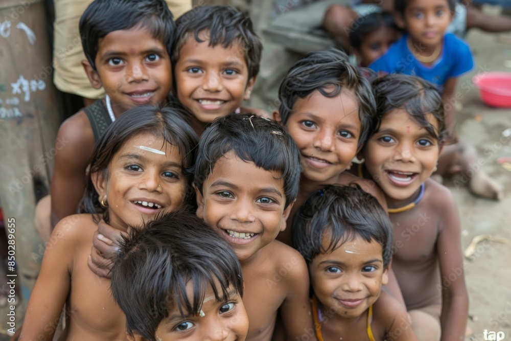Group of Indian kids in the village of Kolkata. Group of Indian kids in the village of Kolkata.