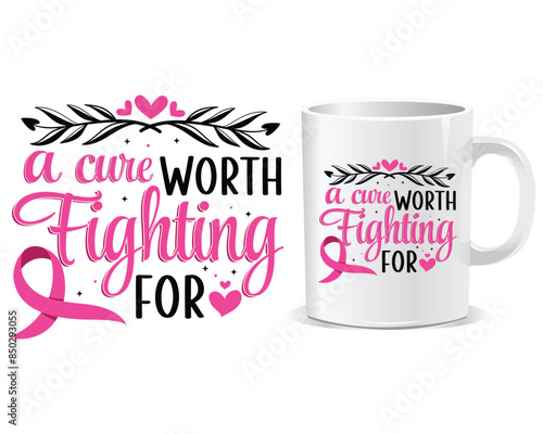 Breast Cancer awareness mug design vector, awareness mug, camcer mug, mug design vector