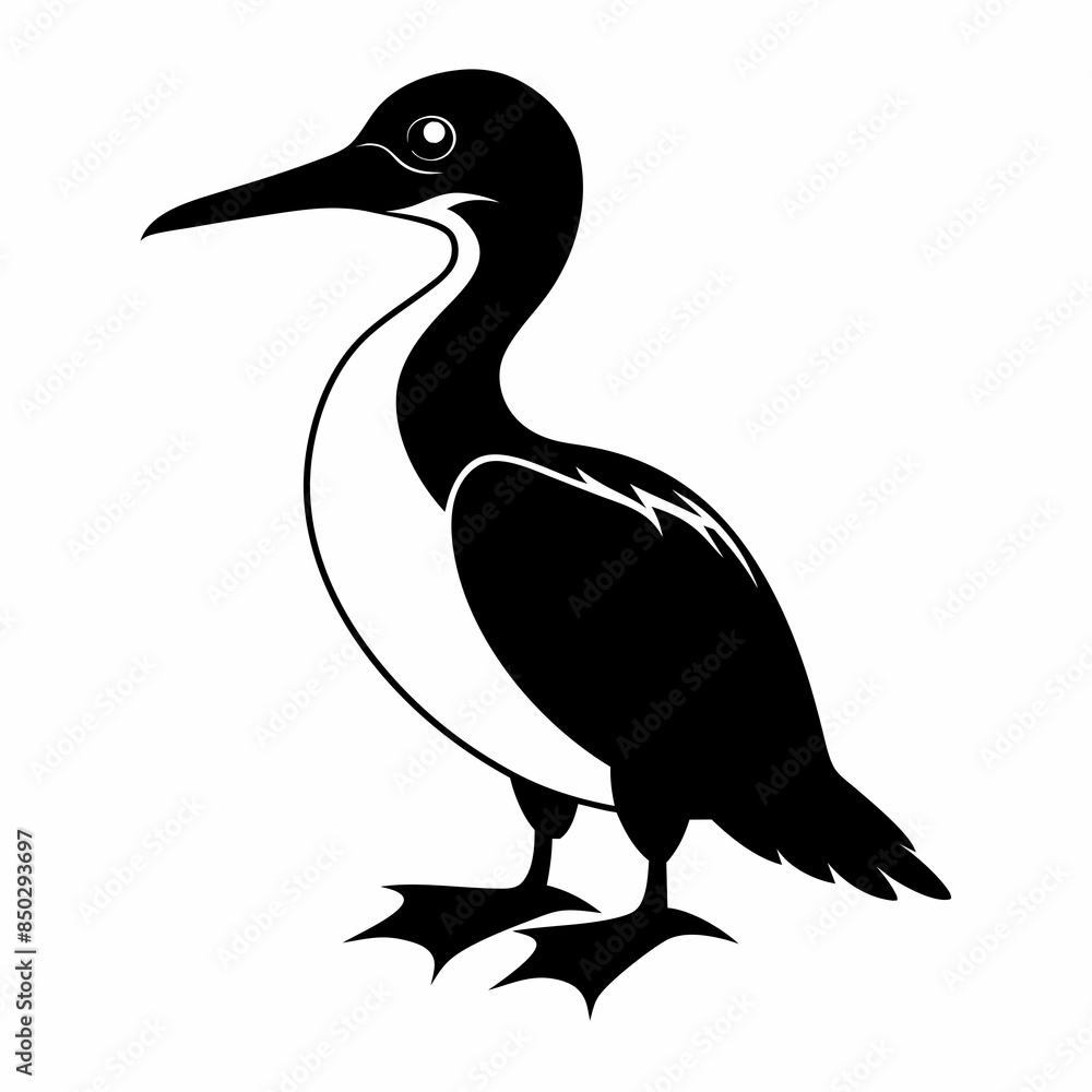 Fototapeta premium Gannet bird animal Silhouette Vector illustration svg