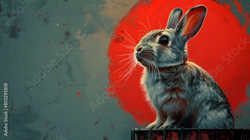 Line Vector, A rabbit escaping from a cage under the Big Top, hinting at a dark subplot within the circus., pastel color photo