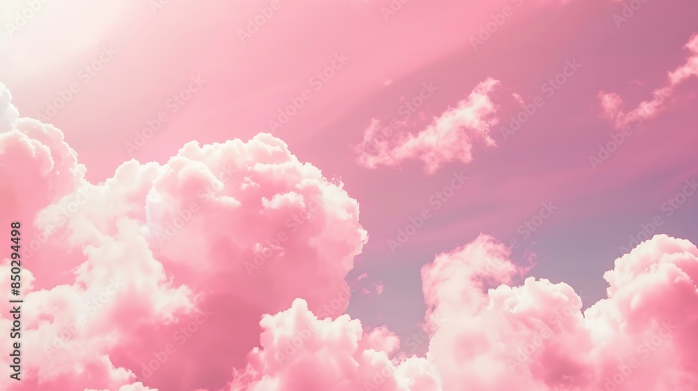 Pink sky with white clouds valentines day sweet dream background love and happiness : Generative AI Pink sky with white clouds valentines day sweet dream background love and happiness : Generative AI