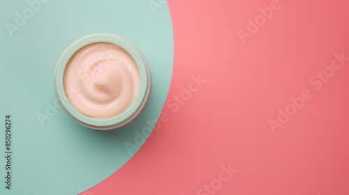 Minimal design of a single creamy product topview