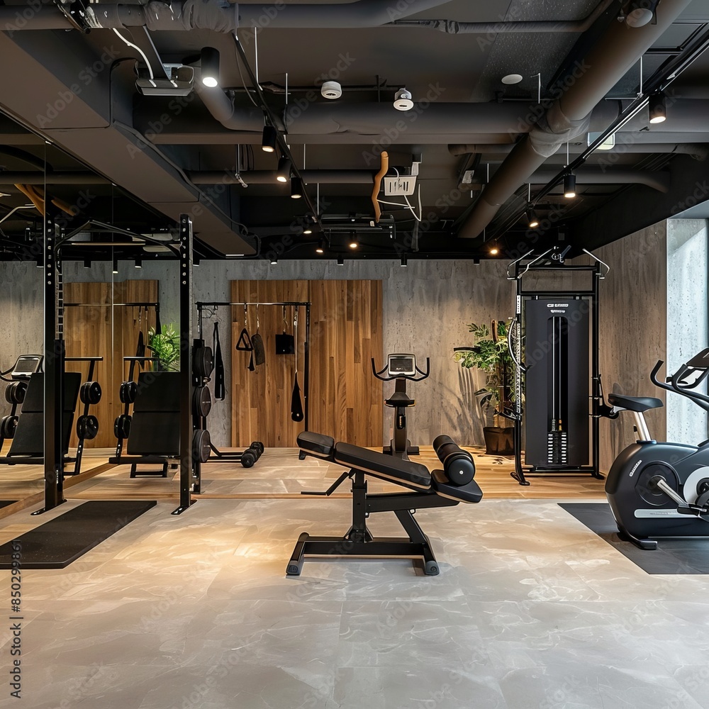 Row of Exercise Machines in a Gym