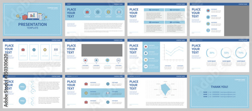 Modern presentation slide templates. Infographic elements template set for web, print, annual report brochure, business flyer leaflet marketing and advertising template. Vector Illustration.