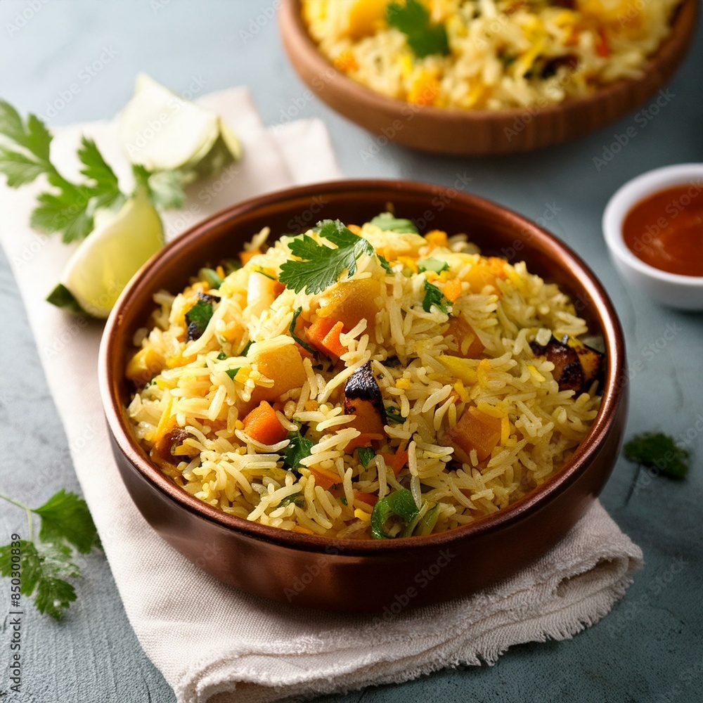 Indian food veg biryani or veg pulav Indian food veg biryani or veg pulav