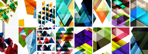 Triangles and circles abstract shapes templates set
