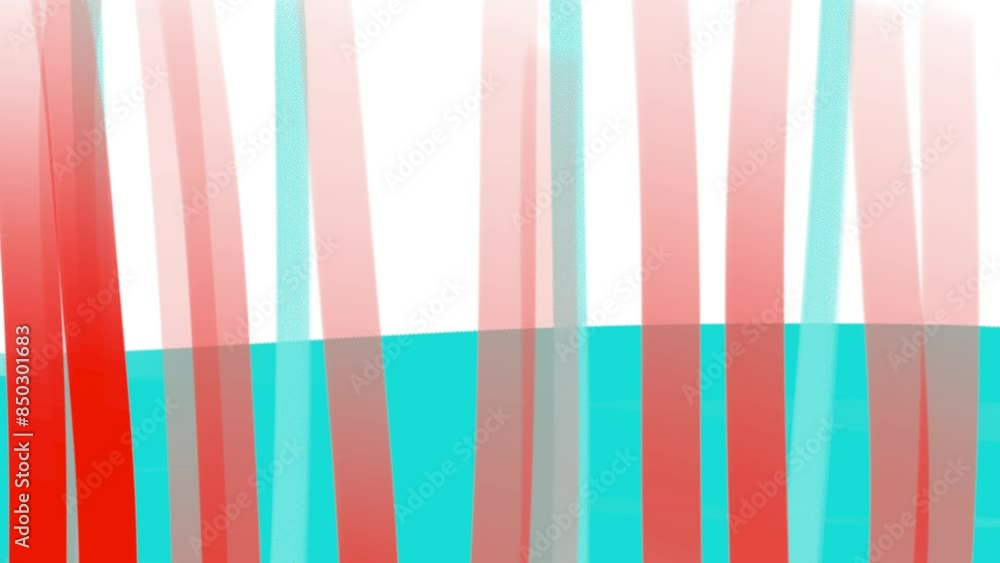 A horizontal blue mass rises and falls. On top of this zone are colored translucent stripes or straight stretched ribbons. A horizontal blue mass rises and falls. On top of this zone are colored translucent stripes or straight stretched ribbons.