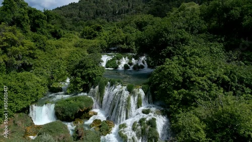 Aerial Journey Over Cascading Waters: Epic Drone Waterfall Footage
