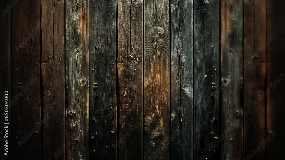 Detailed image of aged wooden planks with a dark, rustic, weathered texture and visible knots Detailed image of aged wooden planks with a dark, rustic, weathered texture and visible knots
