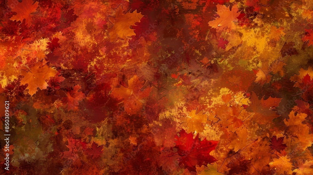Fall foliage colors blend in digital autumn scene background Fall foliage colors blend in digital autumn scene background