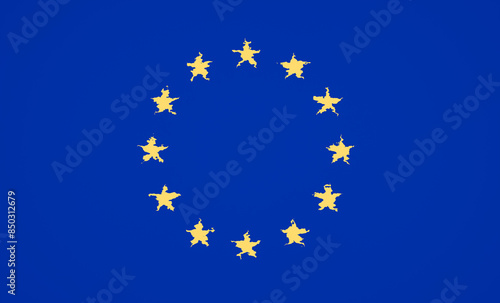 European Union flag abstract colored. Rough lines, painted style. EU, Europe, countries, travel, tourism, government, nation, European Union culture.