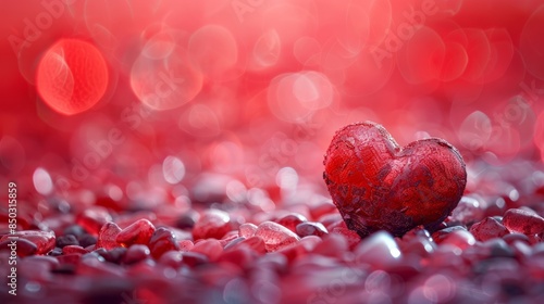 Red Glass Heart Surrounded by Rocks