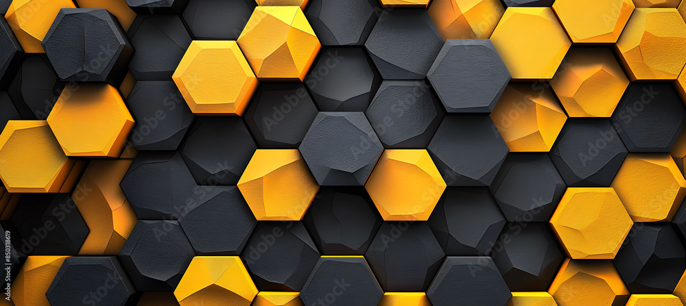 Bold Contrast: Black and Yellow Hexagonal Pattern Wallpaper Bold Contrast: Black and Yellow Hexagonal Pattern Wallpaper