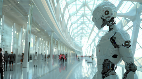 Robot in Modern Office Building
