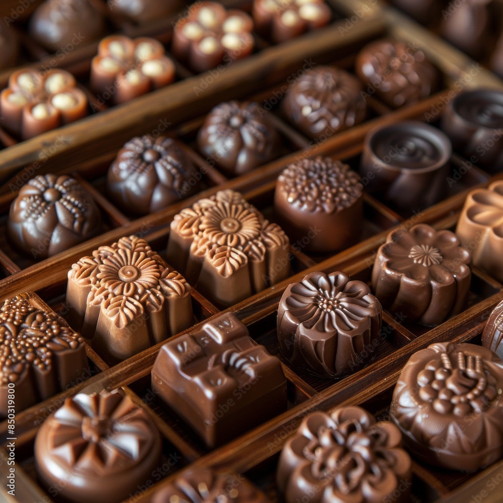 Wooden Box Filled With Chocolates Wooden Box Filled With Chocolates