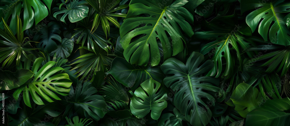 Green tropical leaves background Green tropical leaves background
