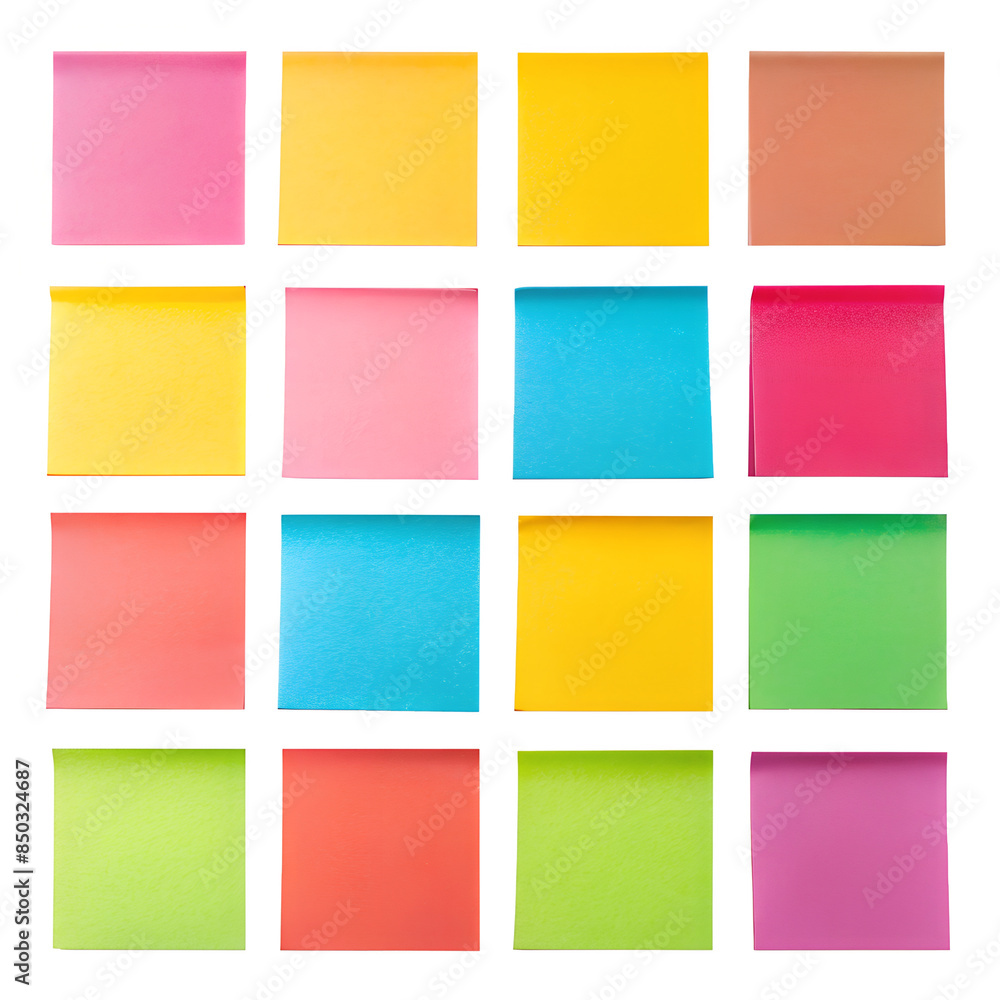 Vibrant Reminders: Set of Colorful Sticky Notes on Transparent Background Vibrant Reminders: Set of Colorful Sticky Notes on Transparent Background