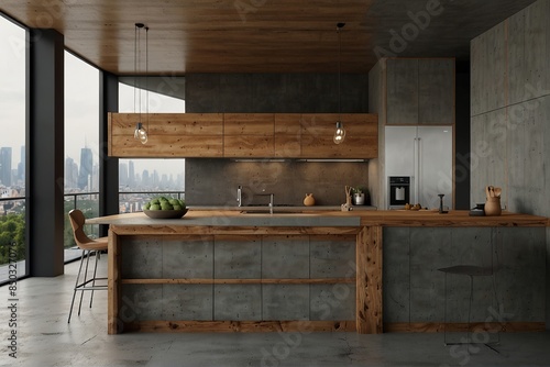 Interior of a modern kitchen, template, copy space. © Plutmaverick