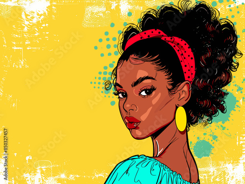 beautiful black woman vector illustration pop art retro comic style