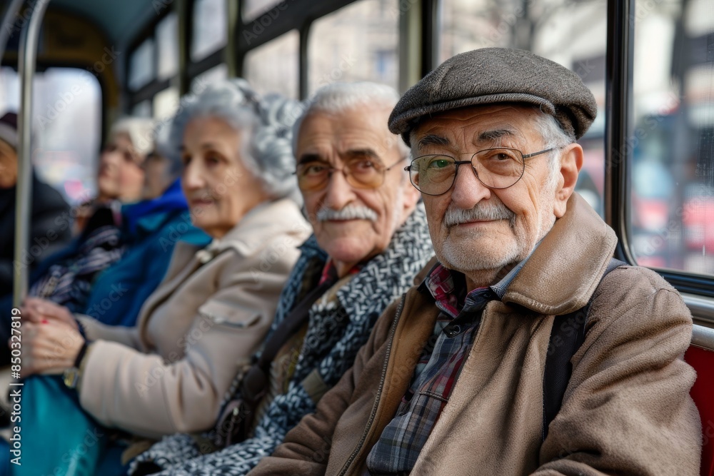 Prague, Czech Republic. Portrait of an old man on a tram. Prague, Czech Republic. Portrait of an old man on a tram.