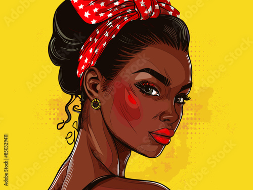 beautiful black woman vector illustration pop art retro comic style