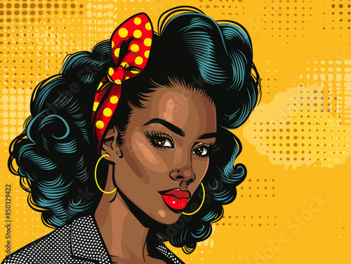 beautiful black woman vector illustration pop art retro comic style