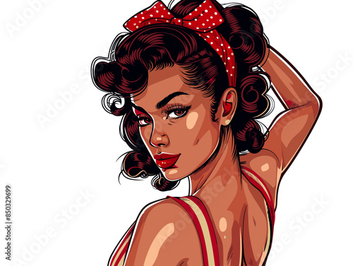 beautiful black woman vector illustration pop art retro comic style