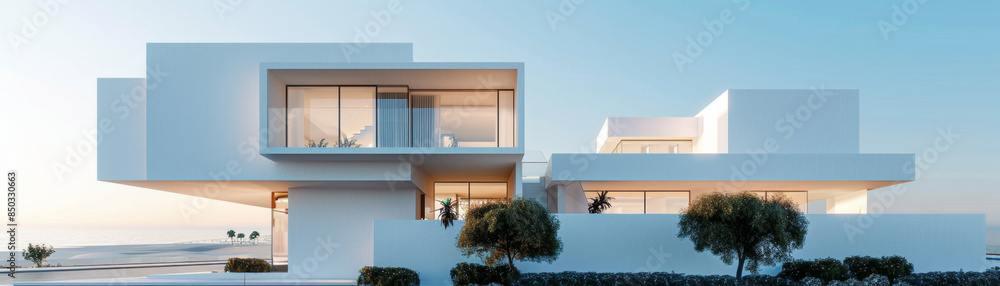 Elegant white building in urban landscape with sleek contemporary design. Elegant white building in urban landscape with sleek contemporary design.