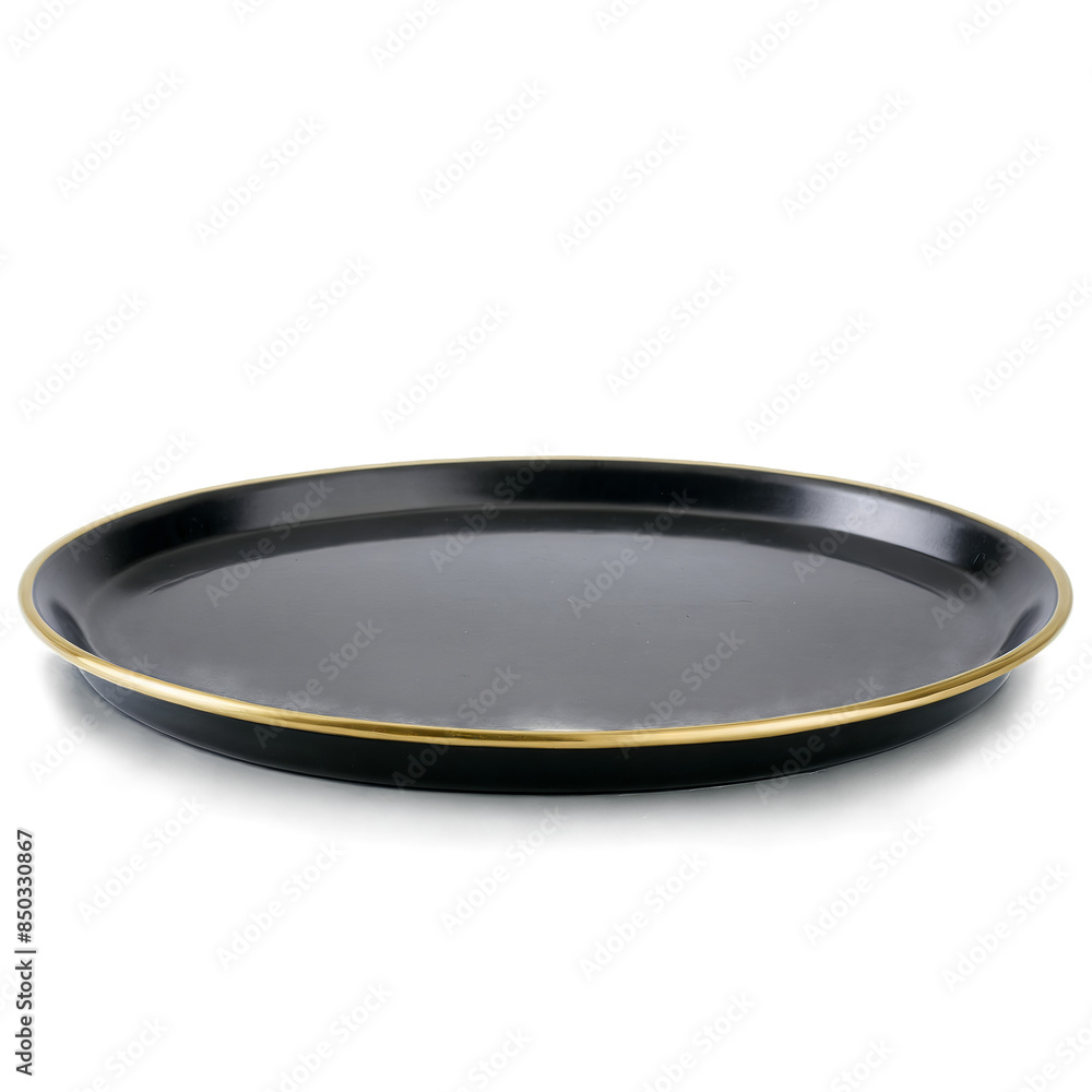 Elegant black ceramic plate with a subtle golden edge on a transparent, white background, in png format Elegant black ceramic plate with a subtle golden edge on a transparent, white background, in png format