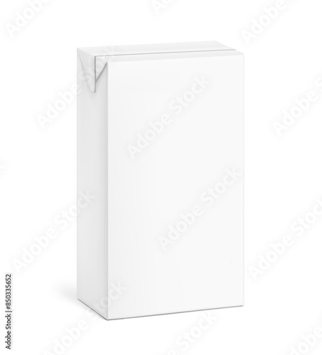 Packaging box for milk, juice mockups. Vector illustration isolated on white background. Half side view. Ready and simple to use for your design. EPS10.	