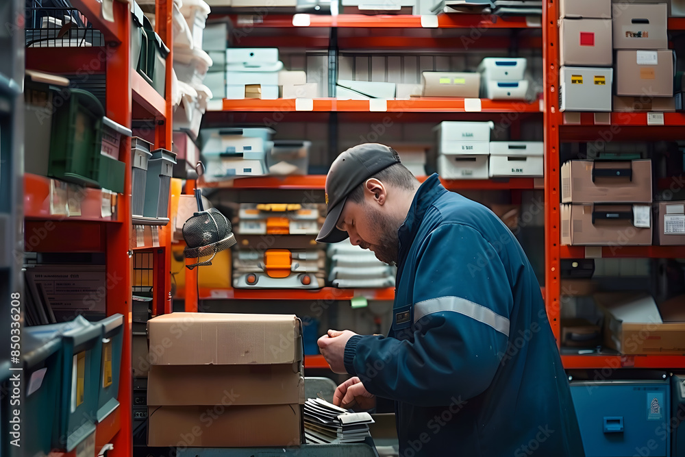 A postal worker sorting mail in a local post office A postal worker sorting mail in a local post office