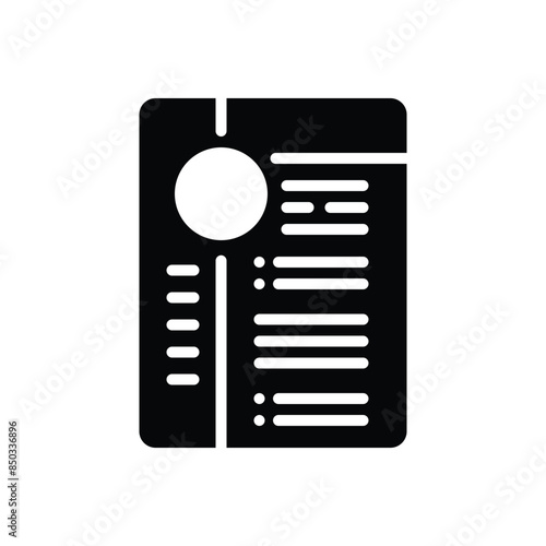 Black solid icon for resume 