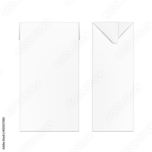 Packaging box for cream, milk, juice mockups. Vector illustration isolated on white background. Front and side views. Ready and simple to use for your design. EPS10.	