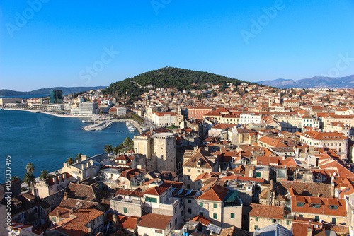 Split town in Croatia Europe during summer as seen from the tower of st. Donat