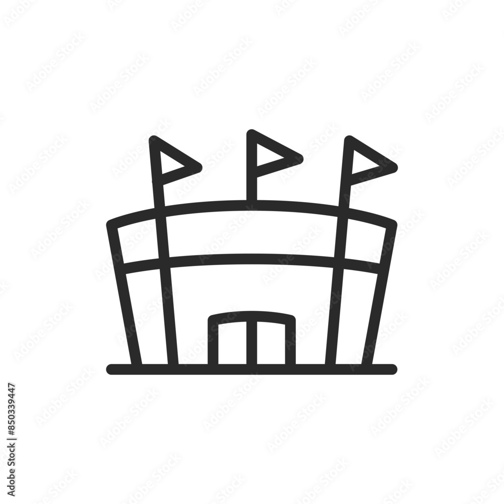 Sports complex icon. A building a stadium for sports events. Line with editable stroke. Sports complex icon. A building a stadium for sports events. Line with editable stroke.