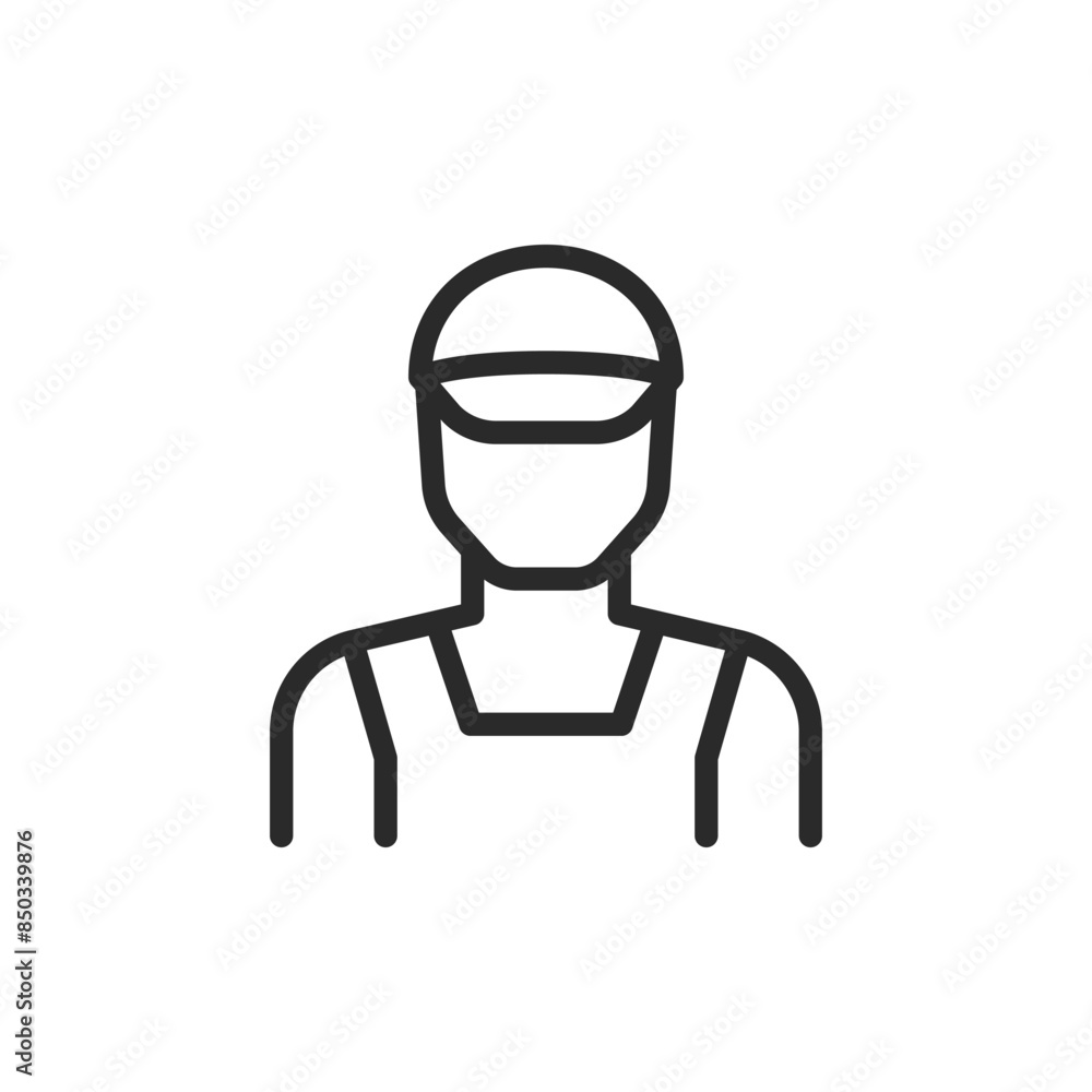 Mechanic, linear style icon. auto mechanic or technician. Editable stroke width. Mechanic, linear style icon. auto mechanic or technician. Editable stroke width.